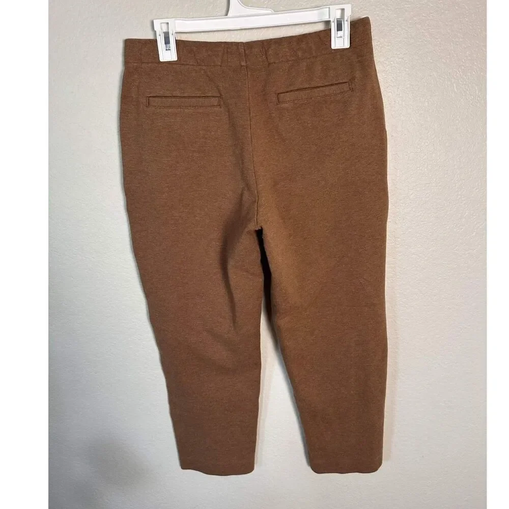Everlane The Dream Pant Medium Brown Knit Pintuck Tapered Elastic Waist Stretch